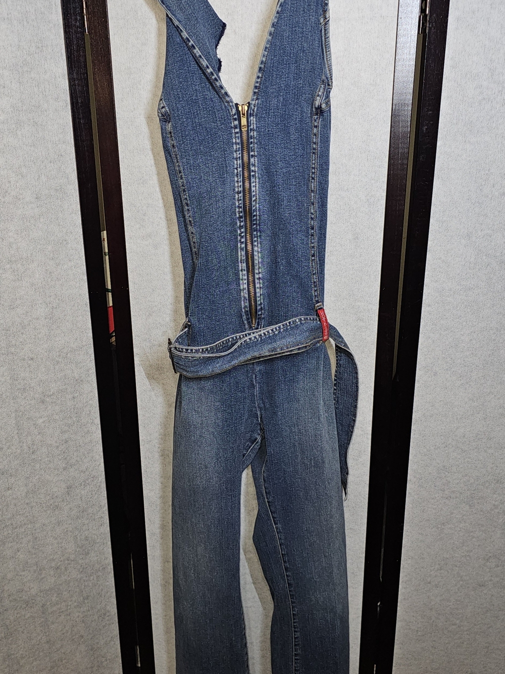 Y2K Hot Kiss Denim Flare Jumpsuit | One Owner | Purchased 2002 | Size L - Picture 4 of 5